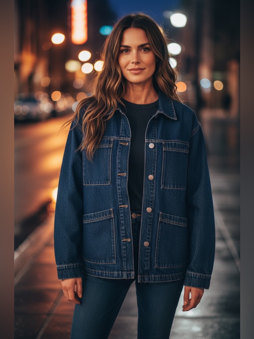 Universal Thread Women's Oversized Denim Jean Jacket Dark blue wash Size Medium